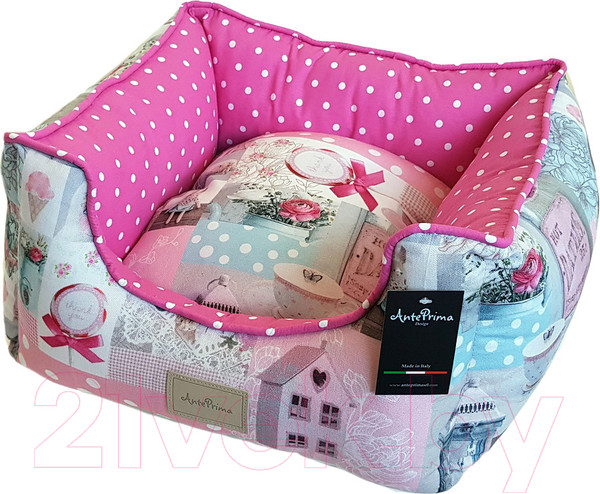 Изображение товара Лежанка для животных AntePrima Yolande / YOLDOLROSPOIS02 (розовый принт на бортах в горочек)