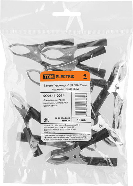 Изображение товара Зажимы типа «крокодил» TDM SQ0541-0014 (10шт, черный)