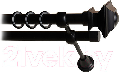 Изображение товара Карниз для штор Lm Decor Верди 030 2р гладкий 25/19мм (черный мат, 1.6м)