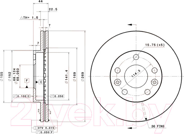 Изображение товара Тормозной диск Brembo 09B46310