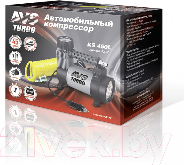 Изображение товара Автомобильный компрессор AVS Turbo KS 450L /80507