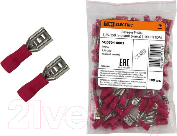 Изображение товара Разъем плоский TDM SQ0504-0003 (100шт)