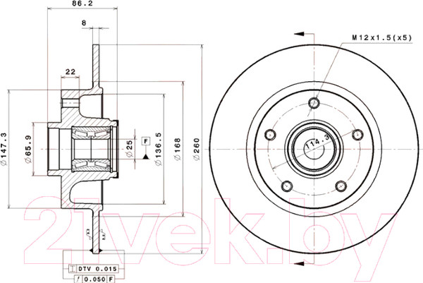 Изображение товара Тормозной диск Brembo 08B36917