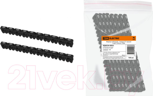 Изображение товара Маркер кабельный TDM SQ0534-0031 (100шт, черный)