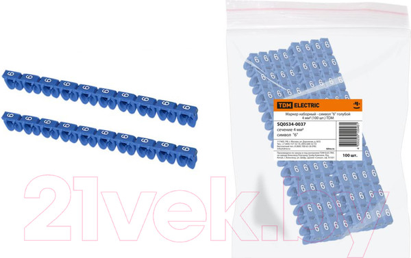 Изображение товара Маркер кабельный TDM SQ0534-0037 (100шт, голубой)