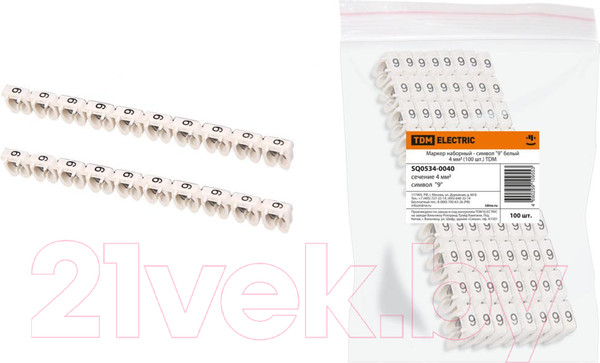 Изображение товара Маркер кабельный TDM SQ0534-0040 (100шт,белый)