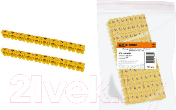 Изображение товара Маркер кабельный TDM SQ0534-0020 (150шт, желтый)