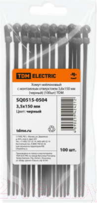 Изображение товара Стяжка для кабеля TDM SQ0515-0504 (100шт, черный)