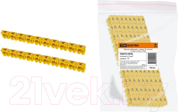 Изображение товара Маркер кабельный TDM SQ0534-0028 (150шт, желтый)