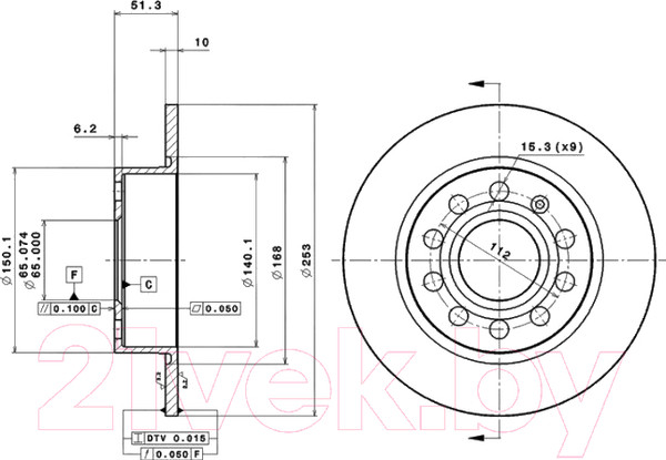 Изображение товара Тормозной диск Brembo 08950211