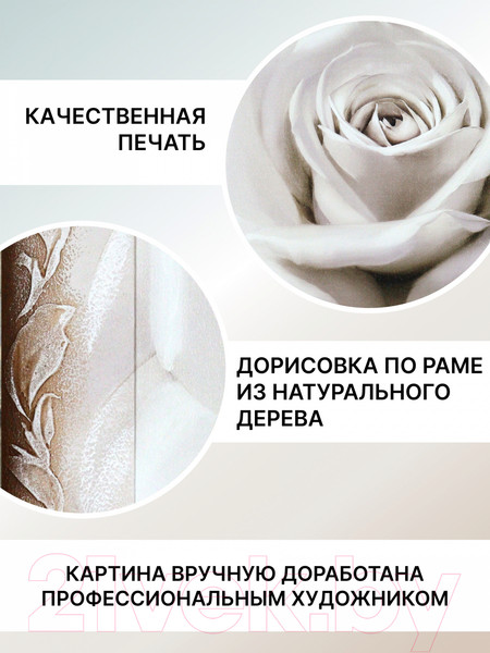 Изображение товара Картина Декарт Нежная белая роза 8Л1742 (в раме)