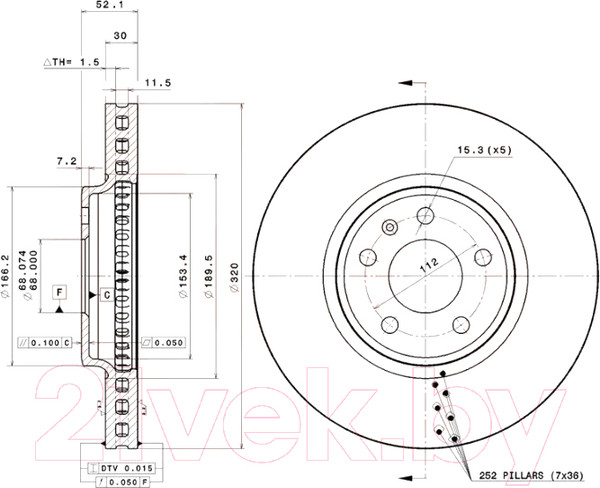 Изображение товара Тормозной диск Brembo 09A75811
