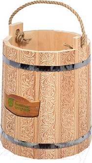 Изображение товара Ведро деревянное Банные Штучки Цветы / 33427 (9л)