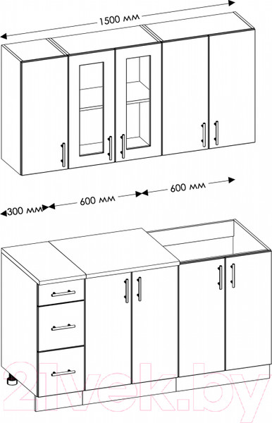 Изображение товара Кухонный гарнитур Senira Вяселка 2/1 1.5м