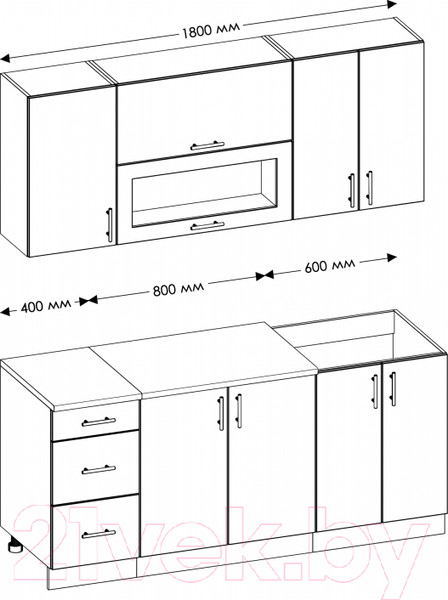Изображение товара Кухонный гарнитур Senira Вяселка 4/03 1.8м + шкаф настенный В-083