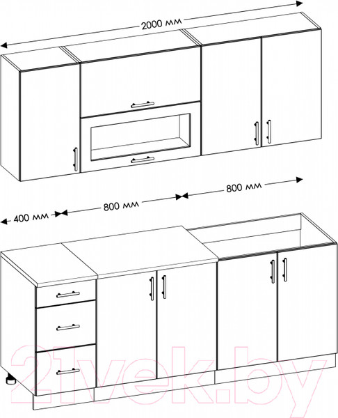 Изображение товара Кухонный гарнитур Senira Вяселка 4/03 2.0м + шкаф настенный В-083