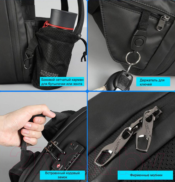 Изображение товара Рюкзак Tigernu T-B3669 15.6" (черный/коричневый)