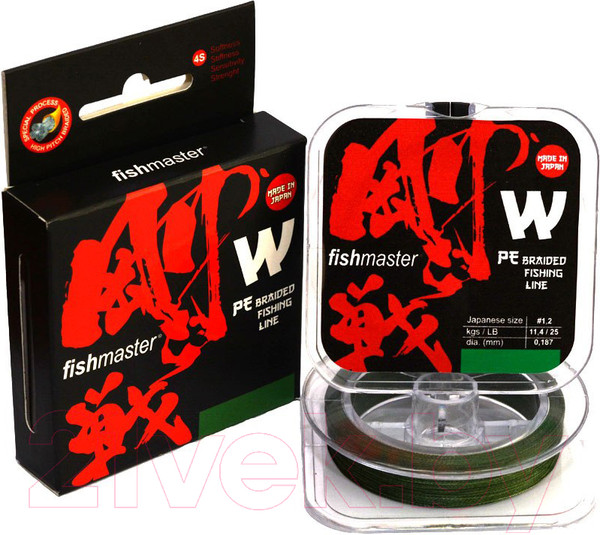 Изображение товара Леска плетеная Fishmaster W4 PE Moss Green 0.242мм (100м)