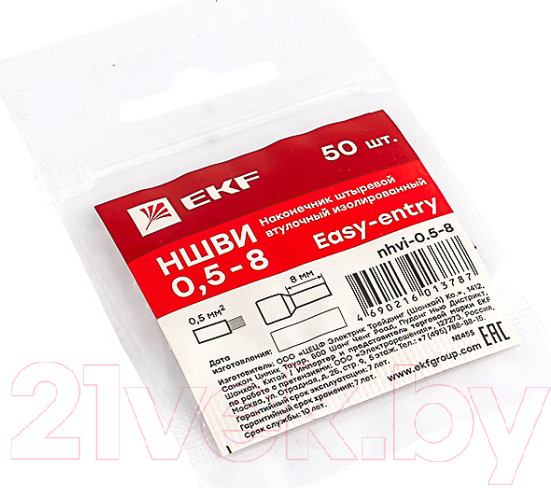 Изображение товара Наконечник-гильза для кабеля EKF PROxima NHVI-0.5-8 (50шт)