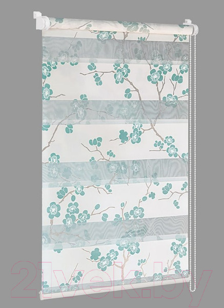 Изображение товара Рулонная штора Delfa Сантайм День-Ночь Декор МКД DN-46073 (57x160, сакура/бирюзовый)