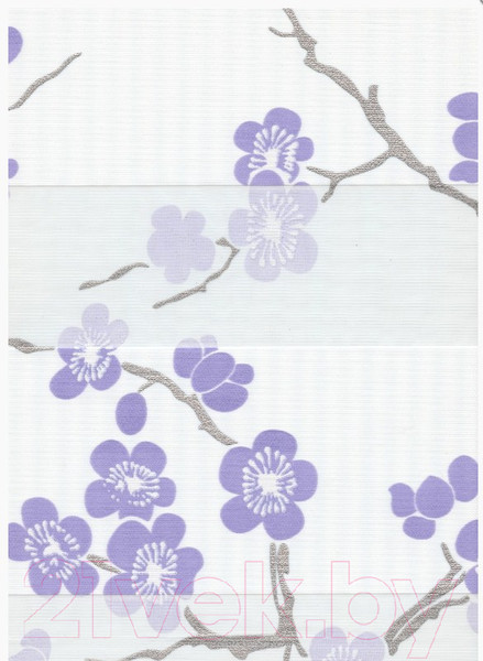 Изображение товара Рулонная штора Delfa Сантайм День-Ночь Декор МКД DN-46074 (52x160, сакура/фиолетовый)