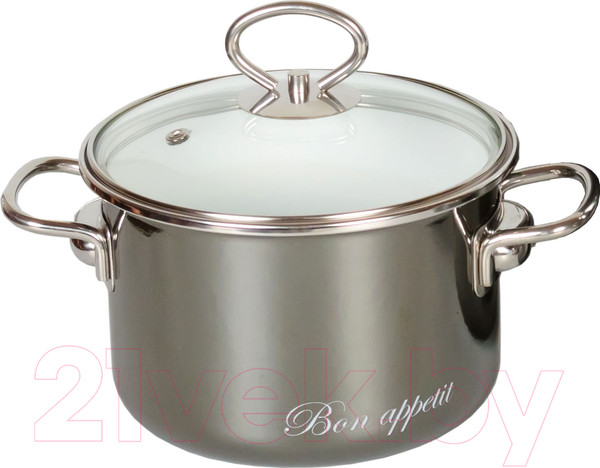 Изображение товара Кастрюля СтальЭмаль Bon Appetit / 8SD185S (мокрый асфальт)