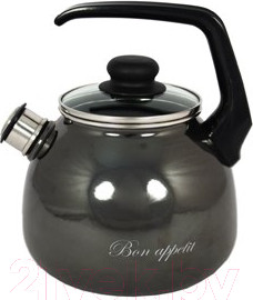 Изображение товара Чайник со свистком СтальЭмаль Bon appetit 1RA12 (мокрый асфальт)