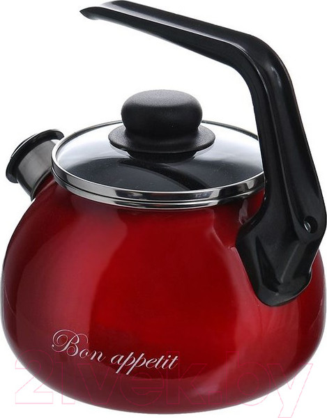Изображение товара Чайник со свистком СтальЭмаль Bon appetit 1RA12 (вишневый)
