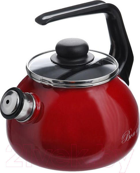 Изображение товара Чайник со свистком СтальЭмаль Bon appetit 1RA12 (вишневый)