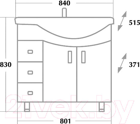 Изображение товара Тумба под умывальник Onika Эльбрус 82.10 R (108202)