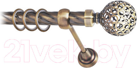 Изображение товара Карниз для штор Lm Decor Ажур 095 1р витой 25мм (антик, 3.6м)