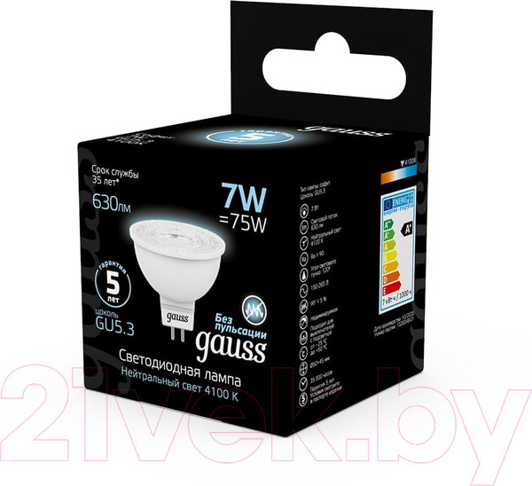 Изображение товара Лампа Gauss GU5.3 7W 4100K / 101505207
