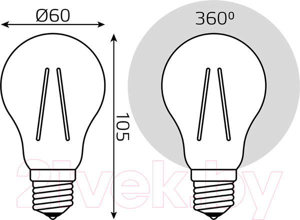 Изображение товара Лампа Gauss Filament E27 8W 2700K/3000K / 102802108