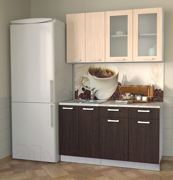 Изображение товара Кухонный гарнитур Интерлиния Мила 14-60 (дуб венге/дуб молочный/опал светлый)