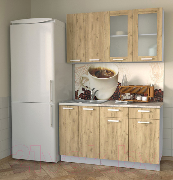 Изображение товара Кухонный гарнитур Интерлиния Мила 14-60 (дуб золотой/опал светлый)