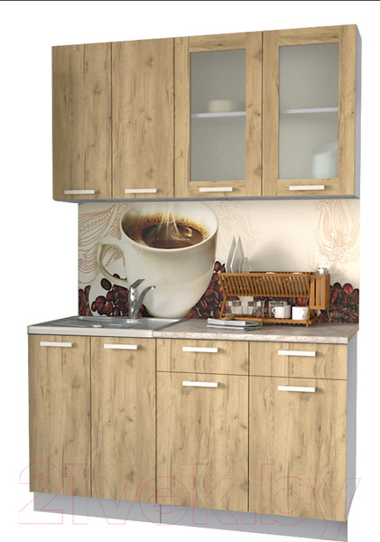 Изображение товара Кухонный гарнитур Интерлиния Мила 14-60 (дуб золотой/опал светлый)