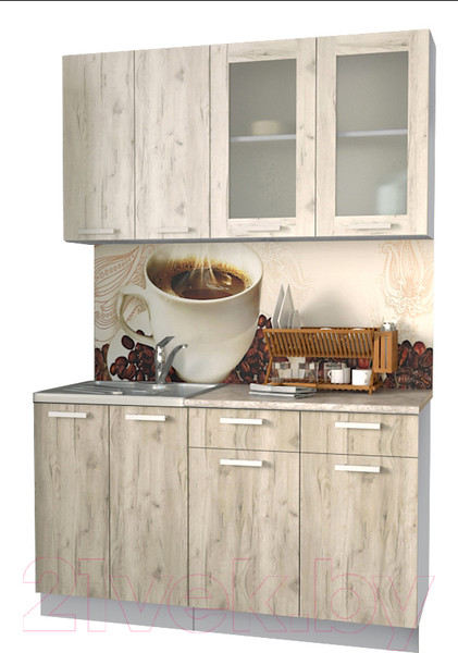 Изображение товара Кухонный гарнитур Интерлиния Мила 14-60 (дуб серый/дуб белый/опал светлый)