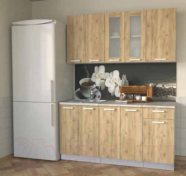 Изображение товара Кухонный гарнитур Интерлиния Мила 16-60 (дуб золотой/опал светлый)