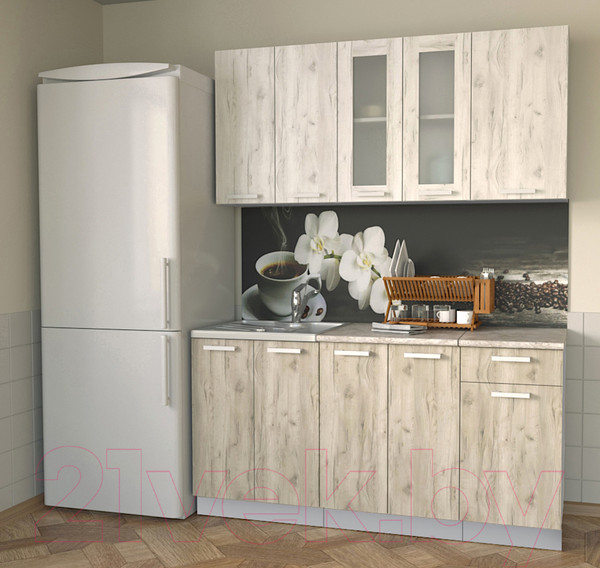 Изображение товара Кухонный гарнитур Интерлиния Мила 16-60 (дуб серый/дуб белый/опал светлый)