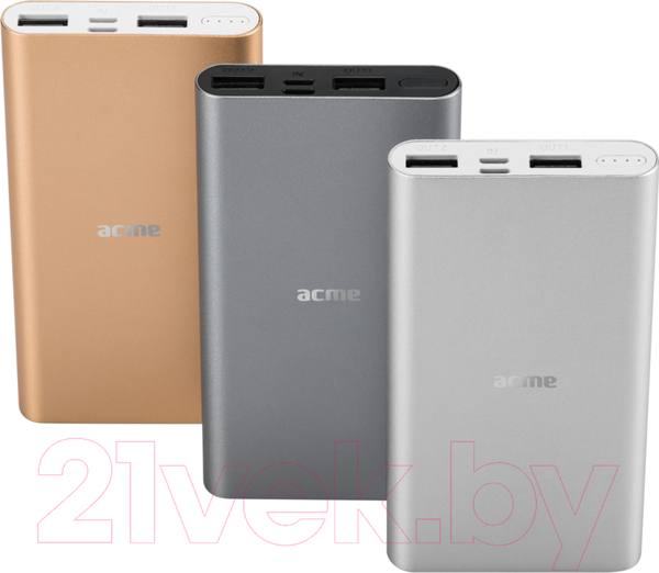 Изображение товара Портативное зарядное устройство Acme PB15S Powerbank 10000mAh Silver / 503340