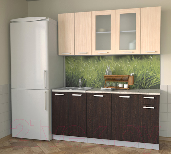 Изображение товара Кухонный гарнитур Интерлиния Мила 17-60 (дуб венге/дуб молочный/опал светлый)