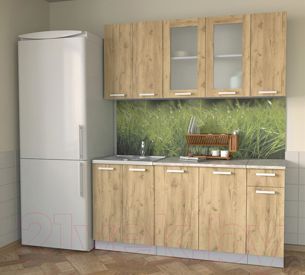 Изображение товара Кухонный гарнитур Интерлиния Мила 17-60 (дуб золотой/опал светлый)