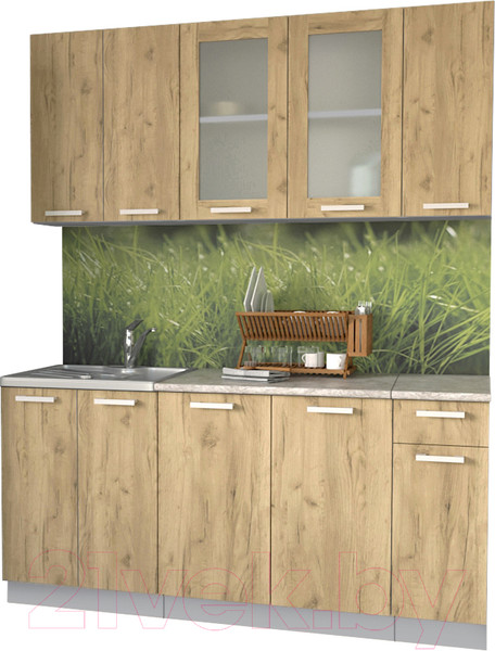 Изображение товара Кухонный гарнитур Интерлиния Мила 17-60 (дуб золотой/опал светлый)