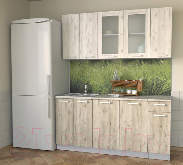 Изображение товара Кухонный гарнитур Интерлиния Мила 17-60 (дуб серый/дуб белый/опал светлый)