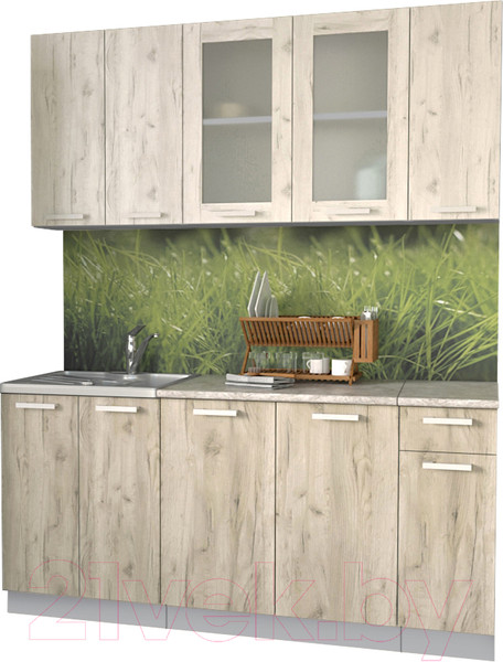 Изображение товара Кухонный гарнитур Интерлиния Мила 17-60 (дуб серый/дуб белый/опал светлый)