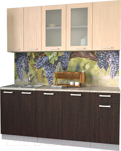Изображение товара Кухонный гарнитур Интерлиния Мила 18-60 (дуб венге/дуб молочный/опал светлый)