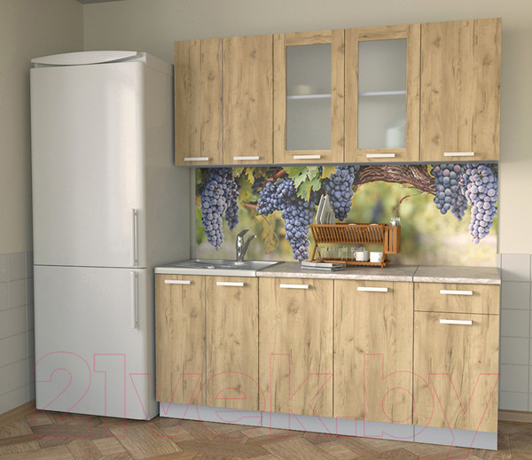 Изображение товара Кухонный гарнитур Интерлиния Мила 18-60 (дуб золотой/опал светлый)