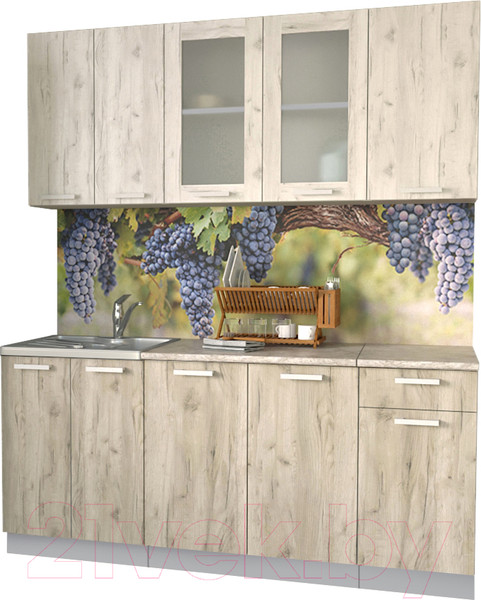 Изображение товара Кухонный гарнитур Интерлиния Мила 18-60 (дуб серый/дуб белый/опал светлый)