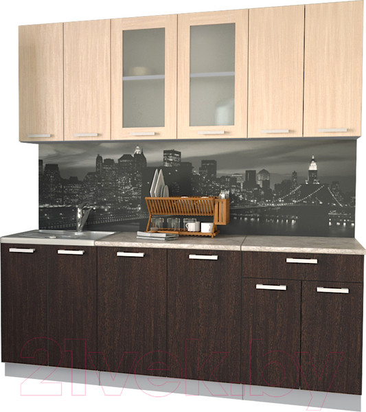 Изображение товара Кухонный гарнитур Интерлиния Мила 20-60 (дуб венге/дуб молочный/опал светлый)