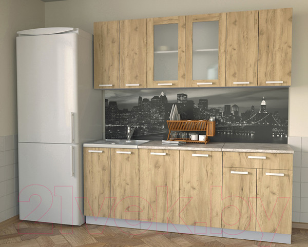 Изображение товара Кухонный гарнитур Интерлиния Мила 20-60 (дуб золотой/опал светлый)